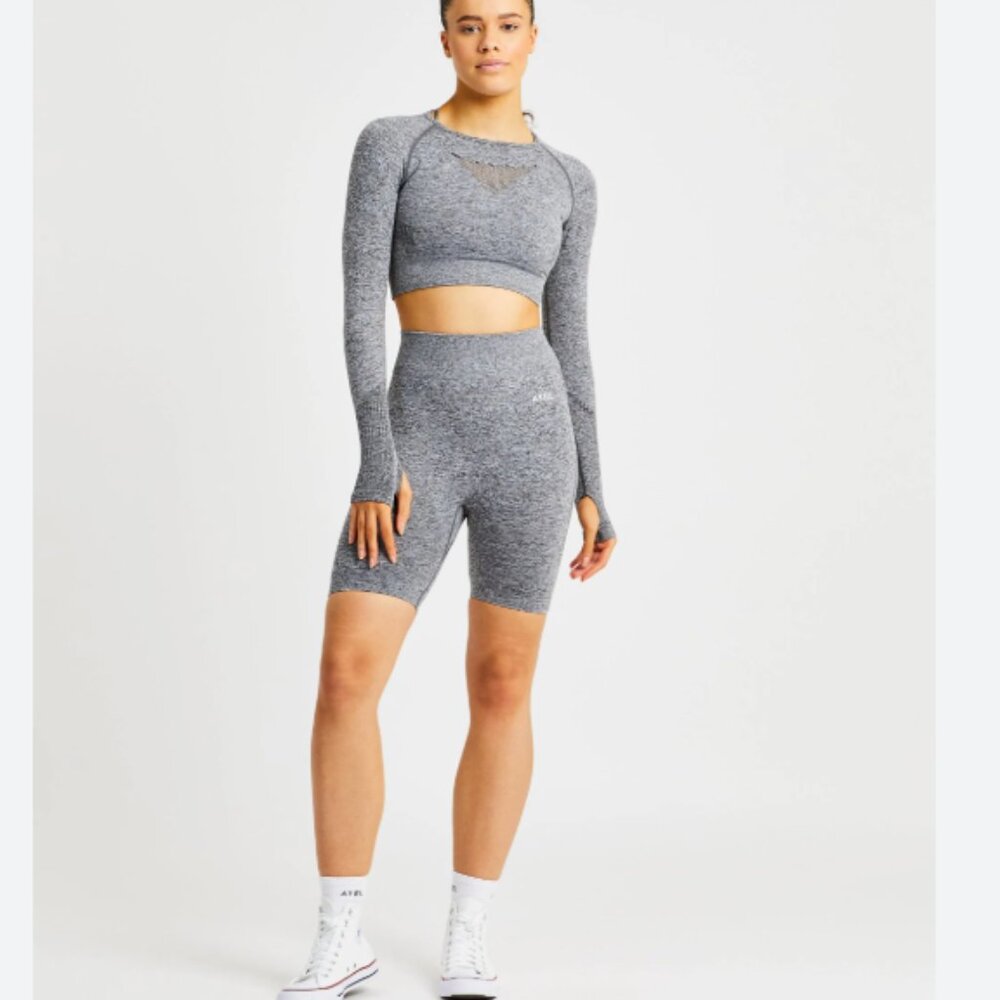 Aybl Motion Seamless Cycling Biker Shorts Workout Grey Marl